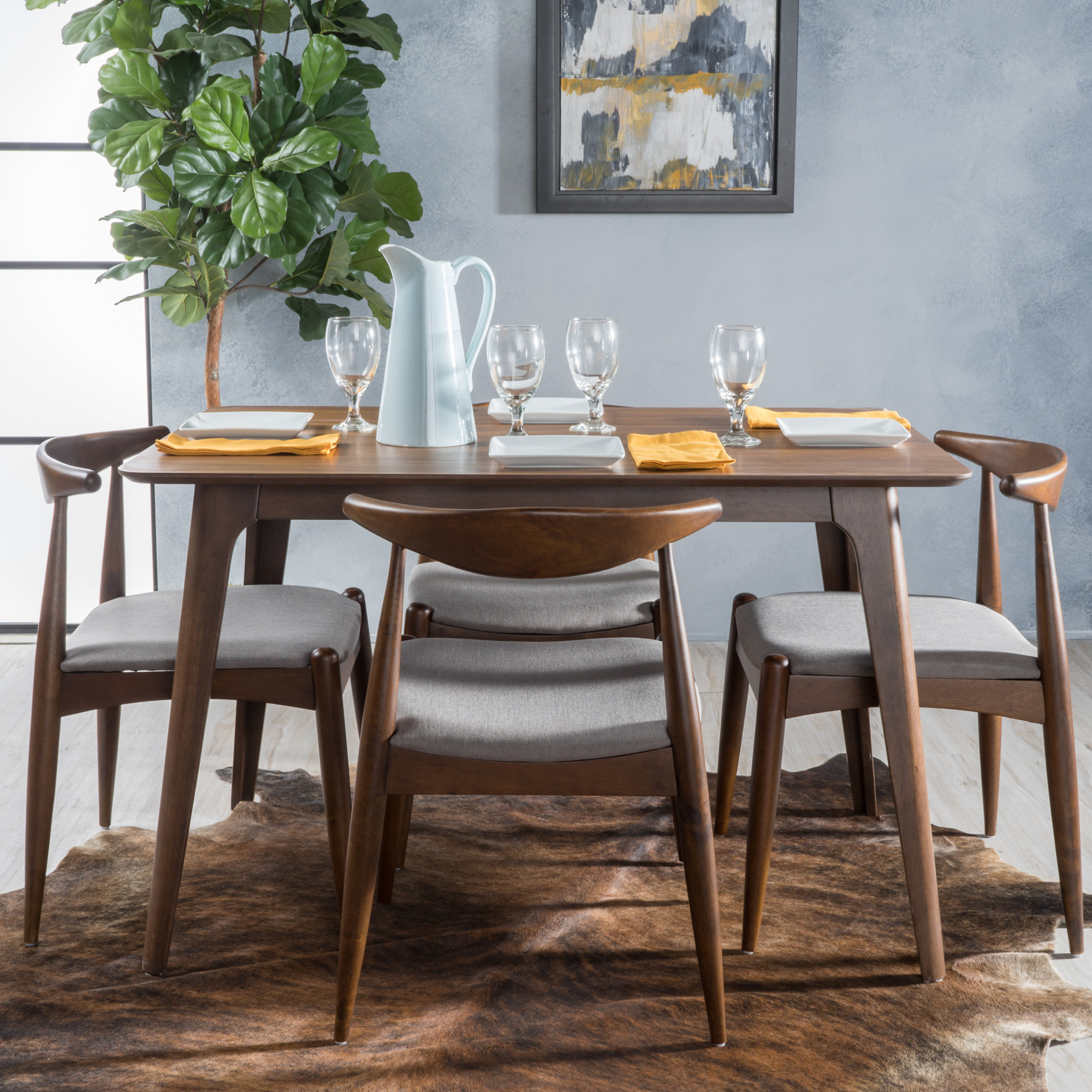 Langley Street Elsa Modern 5 Piece Mid Century Dining Set | Wayfair.ca